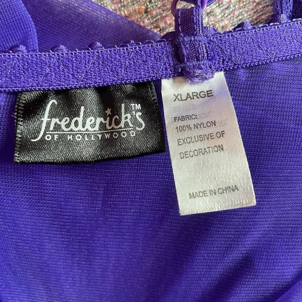 Vintage Frederick’s of Hollywood Purple Lace Babydoll Slip Dress – Y2K Lingerie - Picture 4 of 8